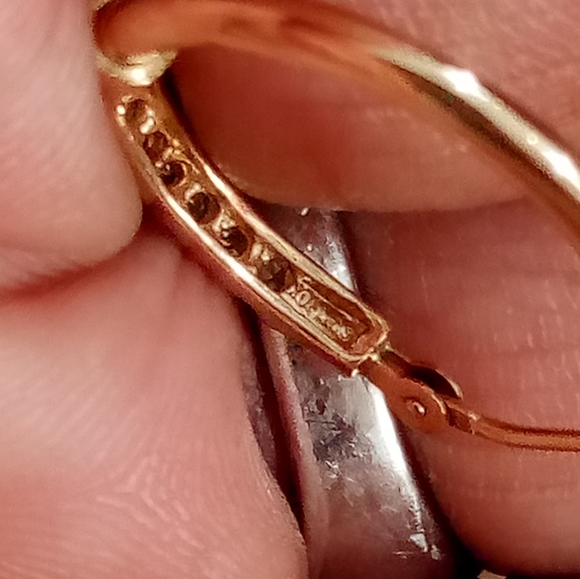 Real 10kt Gold Diamonds Hoop Earrings#SOLD - Picture 7 of 8